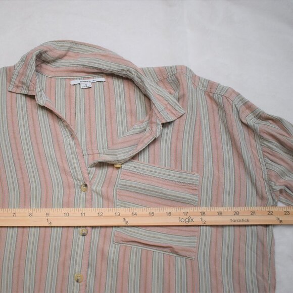 Oneill Sz S Davis Woven Long Sleeve Button Down Top Blouse Striped Boho Beachy - Picture 14 of 16